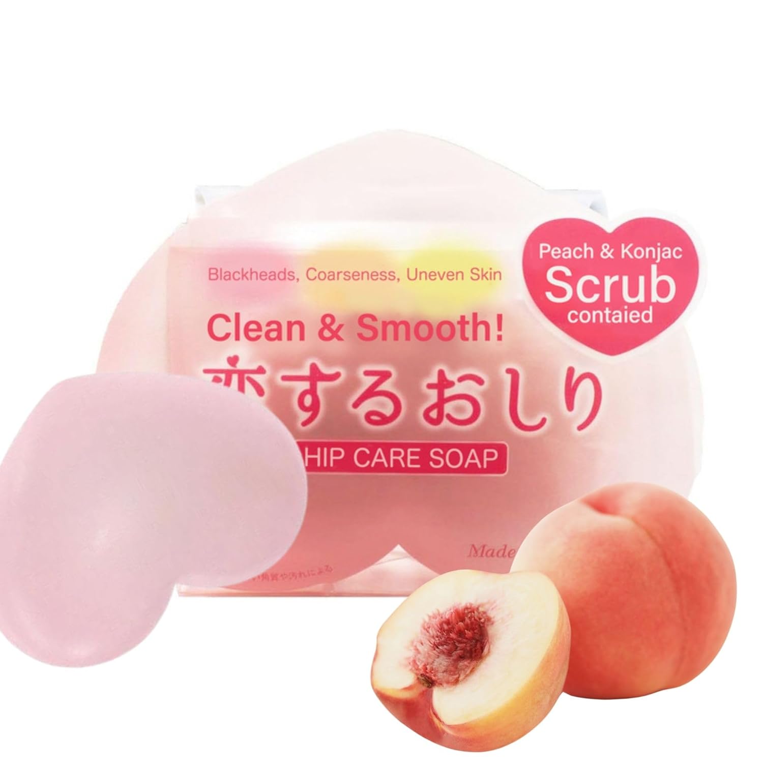 pelican soap exfoliating soap bar with citric acid, aloe vera extract & jojoba seed oil, natural soap bar for women & men, organic soap bar for dark spot removal & pore cleansing from japan 1ea peach visit the pelican soap store