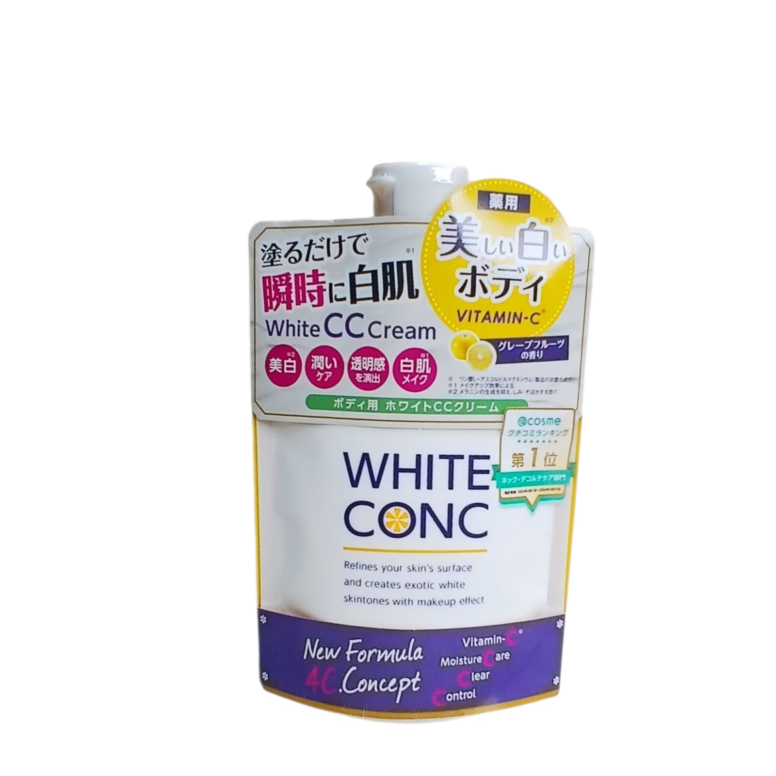 WHITE CONC Whitening CC Cream CII 200g – For Face & Body | Brightening, Moisturizing, Tone-Up | Grapefruit Scent | Authentic Quasi-Drug